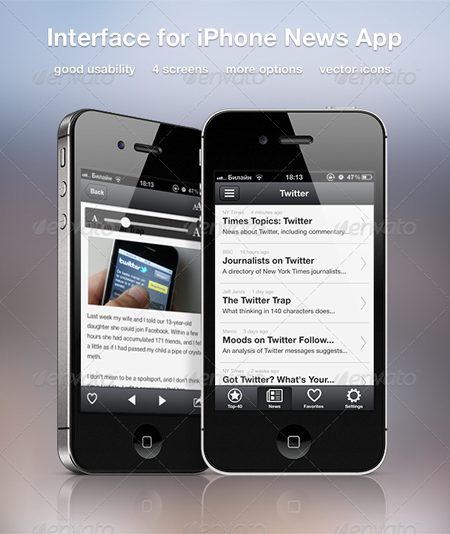 GraphicRiver Interface for iPhone News App GraphicRiver Interface for iPhone News App