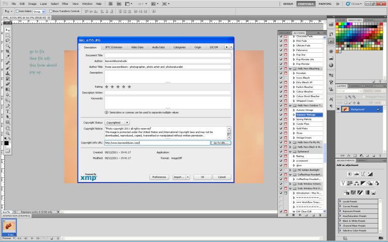 Embed copyright and metadata in file info | photoshop cs5