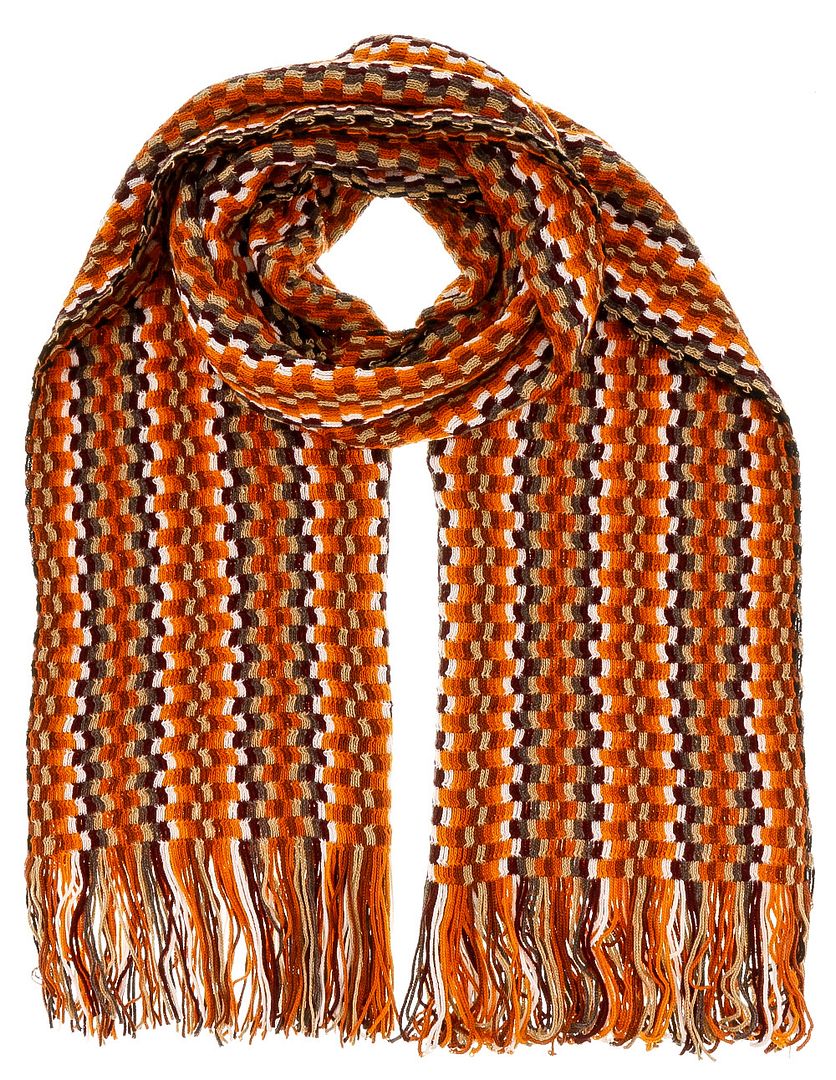Missoni D4902 0002 Orange Wool Blend Crochet Knit Scarf Missoni D4902 0002 Orange Wool Blend Crochet Knit Scarf