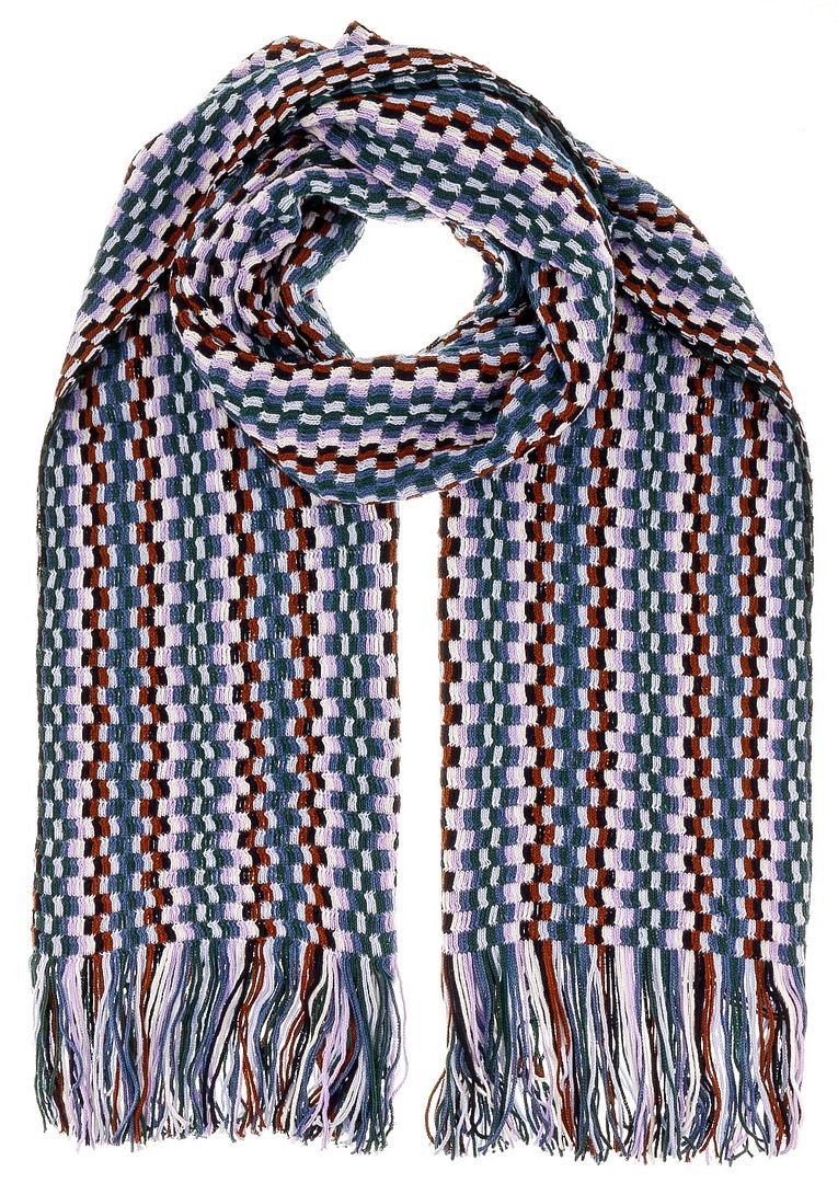 Missoni D4902 0003 Blue Wool Blend Crochet Knit Scarf Missoni D4902 0003 Blue Wool Blend Crochet Knit Scarf