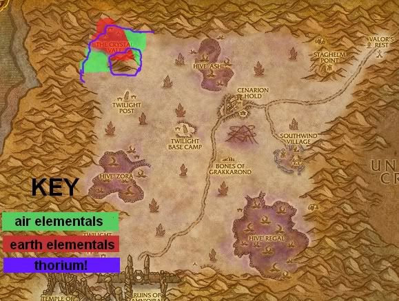  zone full of Earth elementals, and farm the air elementals and thorium