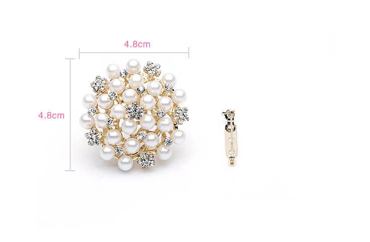Spilla donna donna grande argento fiore perla diamante nuova - Foto 3 di 3