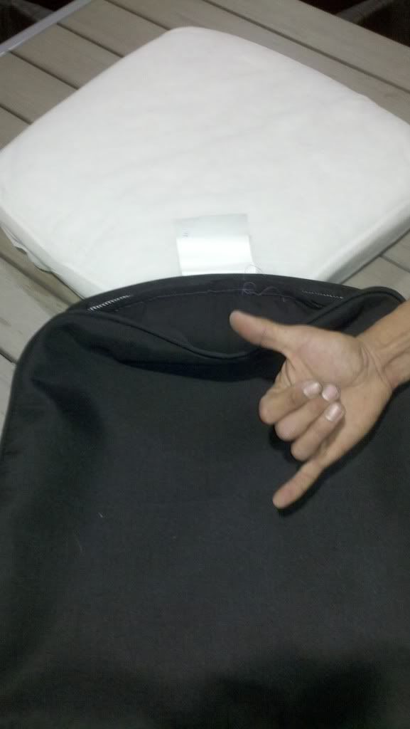 First, remove and clean the cushions - hand courtesy of our very own employee, Eric! First, remove and clean the cushions - hand courtesy of our very own employee, Eric!