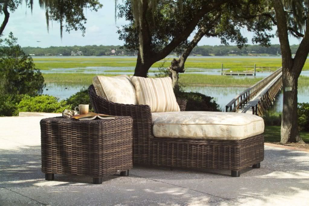 an ecofriendly resin wicker chaise lounge