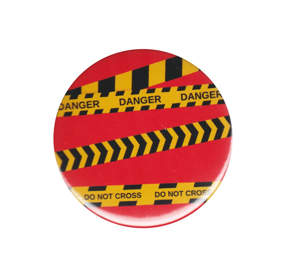 Danger Do Not Cross Barricade Tape Pinback Button Badge Pin 44mm