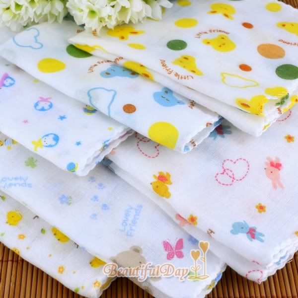 BN❤Baby Boy/Girl Lovely Muslin Squares 31x31cm   Thin❤  