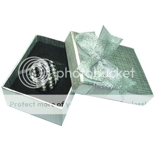 Vintage Tibetan Silver Black Crystal Rhinestone Ring /w/Box 8.5# SR016 