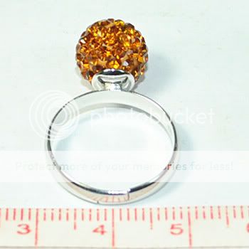 8mm/10mm Fashion Swarovski Crystal Disco Ball adjustable Ring Copper 