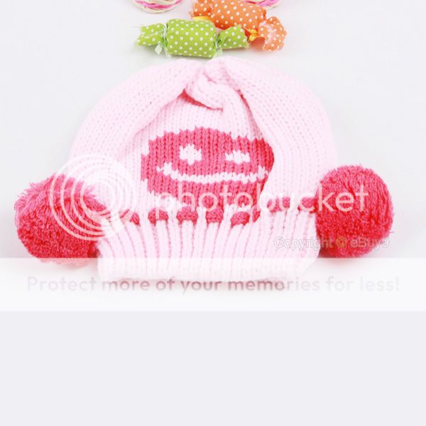 Cute Toddler Beanie Baby Smiley Warm Hat Cap Crochet Handmade Photography Prop