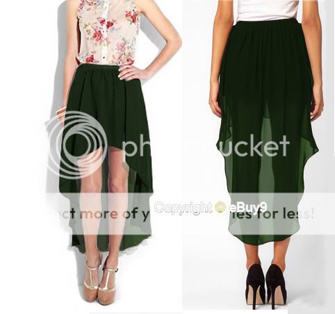Women Chiffon Sexy Elegant Asymmetric Long Maxi Skirt Elastic Waist Band Y300