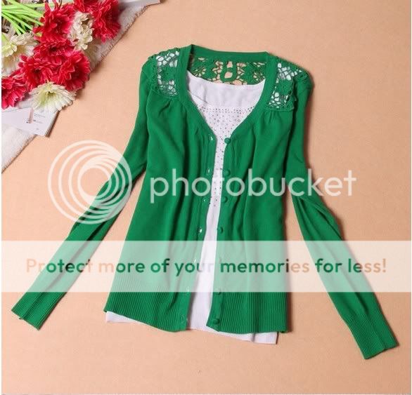 Korean Style Back Flower Shaped Long Sleeve Knitting Cardigan Coat Shawl Y535Z