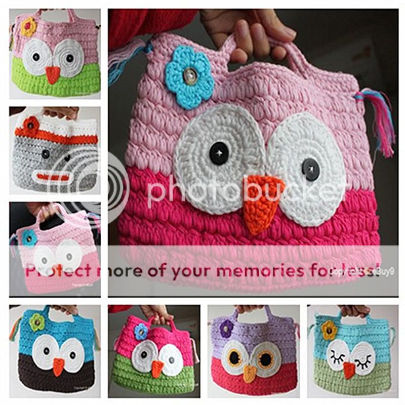 Girl Kids Handmade Crochet Cute Owl Sock Monkey Handbag Purse Bag Bmm