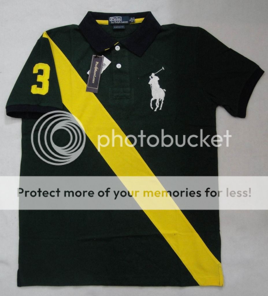 New Ralph Lauren Mens Big Pony Polo Shirt Sash Strip NO.3 Green 