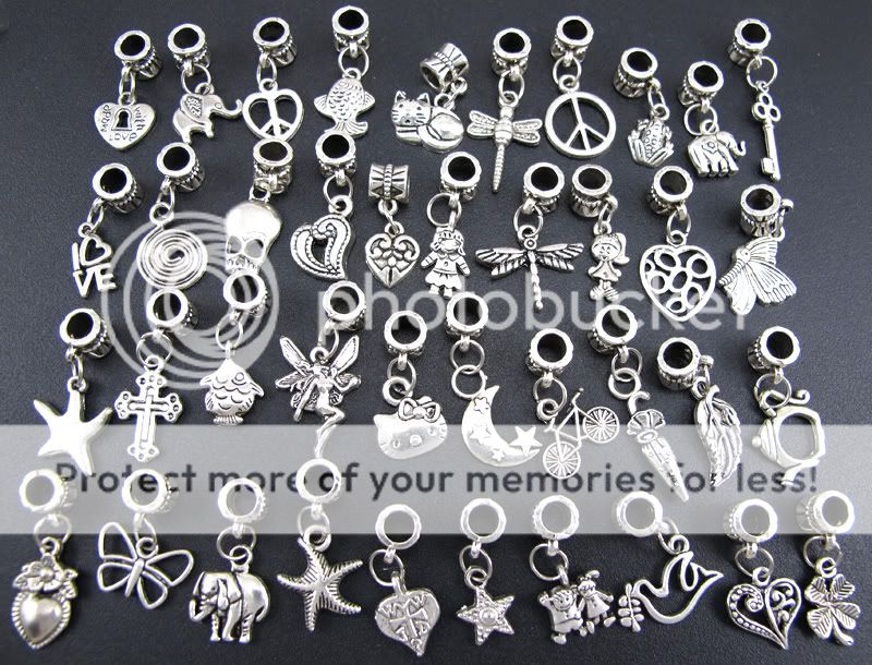   40pc Tibetan Silver Charm Beads Fit European Bracelet ☆fm170  