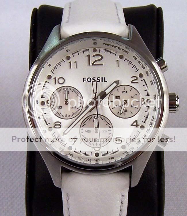 FOSSIL AUTHENTIC WATCH FLIGHT LEATHER CHRONOGRAPH WHITE CH2823 NEW 