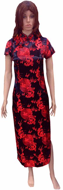 New Sexy Traditional Gorgeous Chinese Satin Long Dress Cheongsam Qipao 