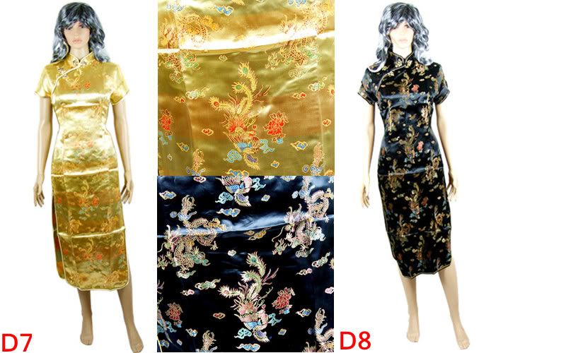 New Sexy Traditional Gorgeous Chinese Satin Long Dress Cheongsam Qipao 