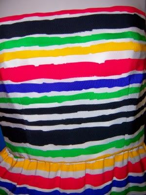 BILL BLASS SEXY STRIPED SILK STRAPLESS VINTAGE DRESS  