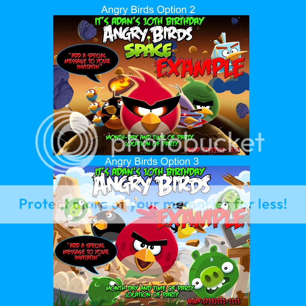 Details about Angry Birds Space Birthday Invitations 5x7 You Print